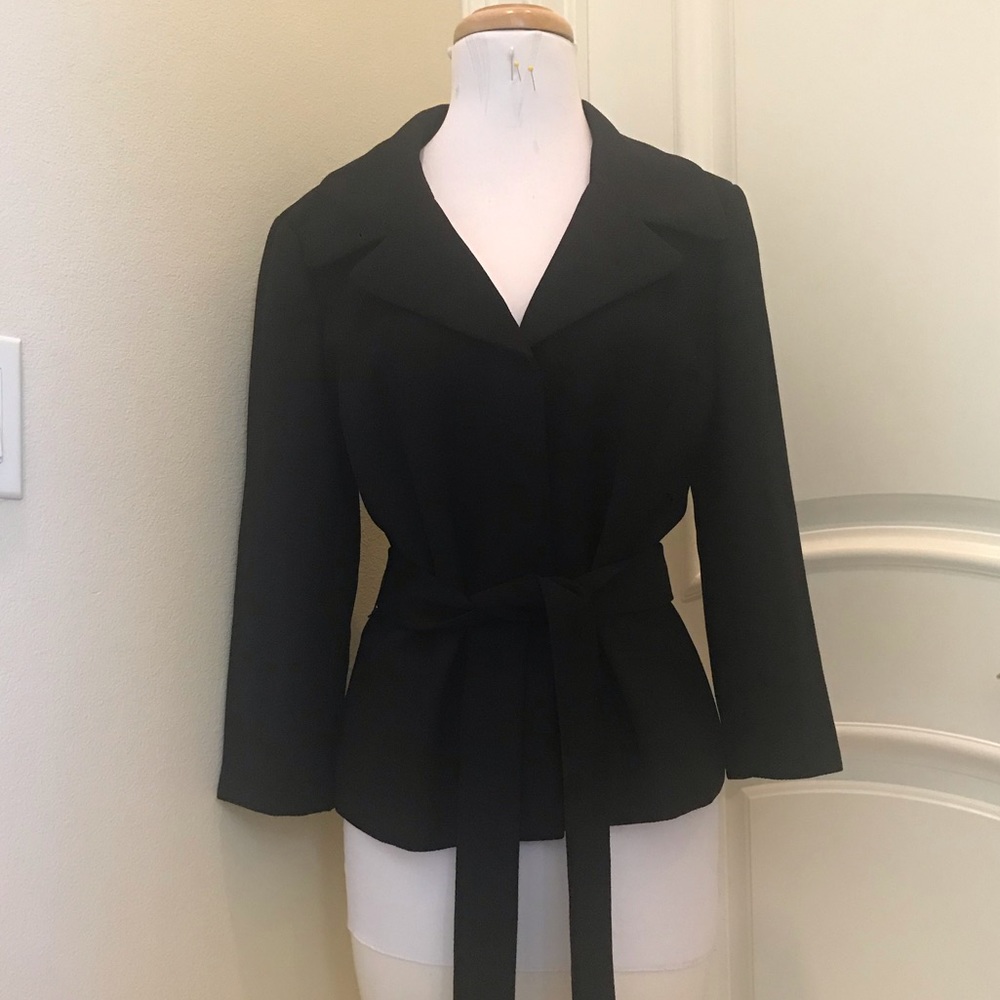 Loft black lined jacket with tie belt